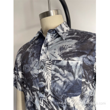 Dark printed casual short sleeved shirt